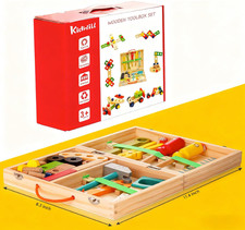 36-Piece Wooden Toddler Tools Set Includes Tool Box, Montessori Educational Stem