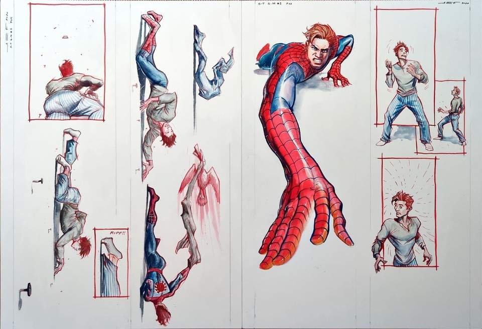 2 original comic art pages from Spine-Tingling Spider-Man #0 by Juan E. Ferreyra Comic Art