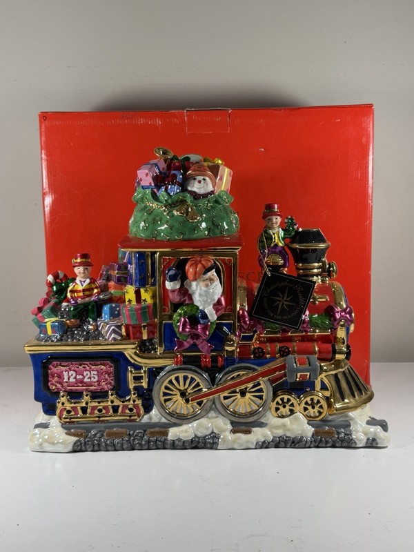 LARGE CHRISTOPHER RADKO CHRISTMAS L NORTH POLE EXPRESS CENTERPIECE COOKIE JAR