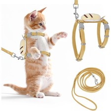 Escape Proof Cat Harness and Leash Set Adjustable Soft Kitten Vest for Walking