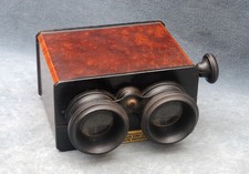 JULES RICHARD 45-107 STEREOSCOPE SIMPLE, STEREO GLASS SLIDE VIEWER - WALNUT BURL