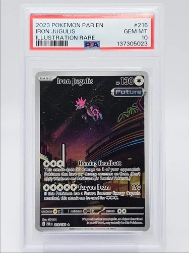 IRON JUGULIS 2023 POKEMON PARADOX RIFT ILLUSTRATION RARE 216/182 PSA 10 Q5677