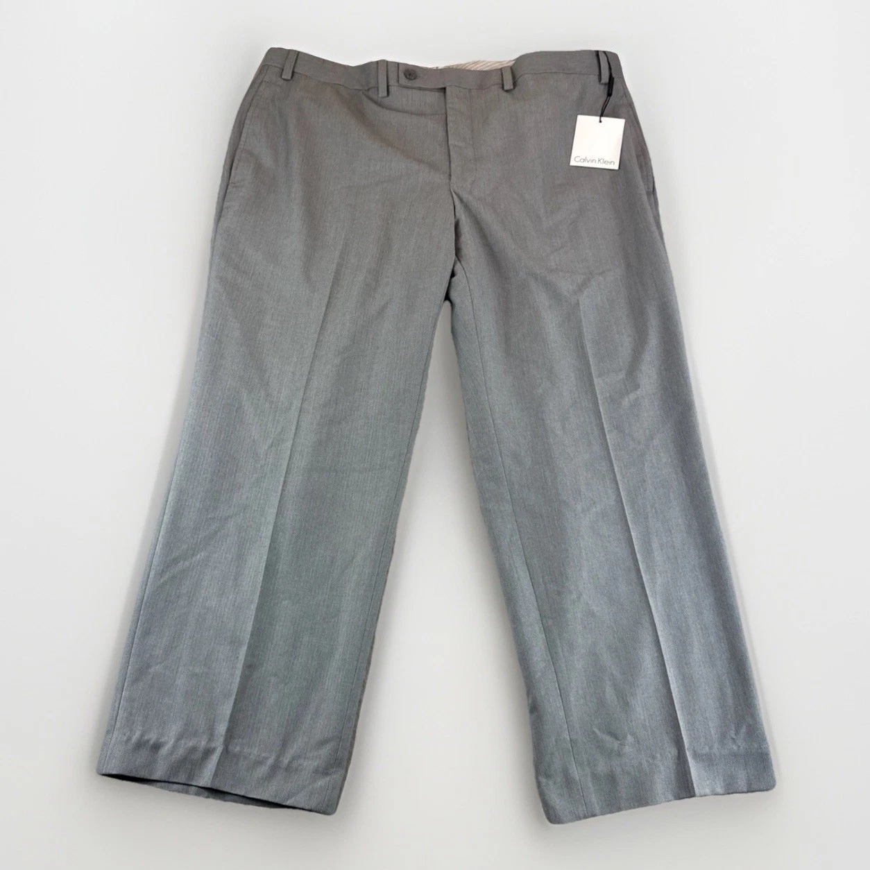 Calvin Klein Dress Pants Mens 38x27 Gray Slacks Flat Front Chinos Preppy NEW NWT