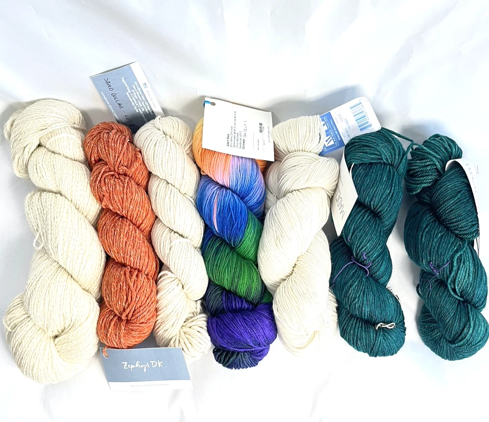 Mixed Lot of 7 Hanks Hand-Dyed Sock Yarn Various Brands Wool & Wool Cotton Blend - Image 2 of 4