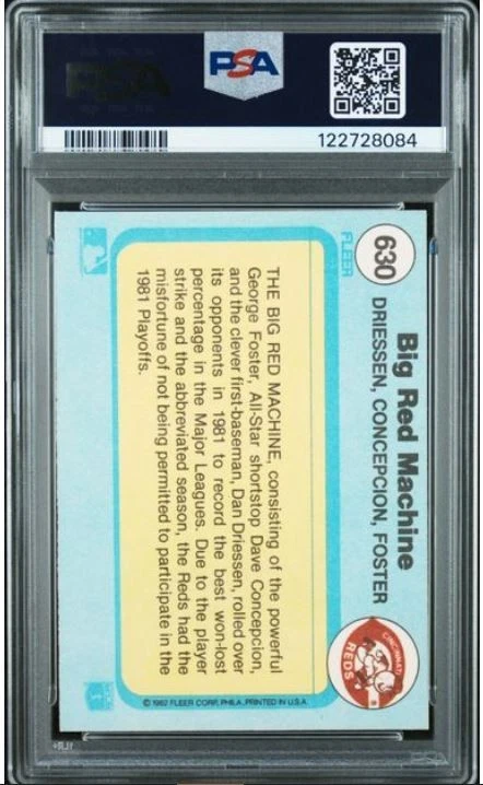 1982 Fleer Dave Concepcion Foster cartão de beisebol assinado PSA/DNA certificado autografado 8 - Imagem 4 de 4