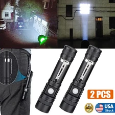 2pcs Chargeable Super Bright LED Tactical Flashlight Zoom Tactical Flashlight US