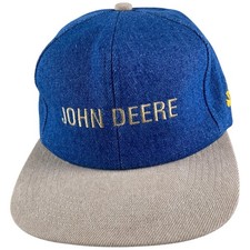 Vintage John Deere Hat, Tractor, Snapback Cap Blue Denim K-Products NEW, GENUINE