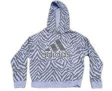 Girls Adidas Hoodie Size 14 Zebra Print Purple Lilac Gray Logo