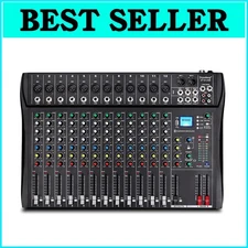 Compact 12-Channel DJ Mixer with Bluetooth & RCA Connectivity for Versatile Use