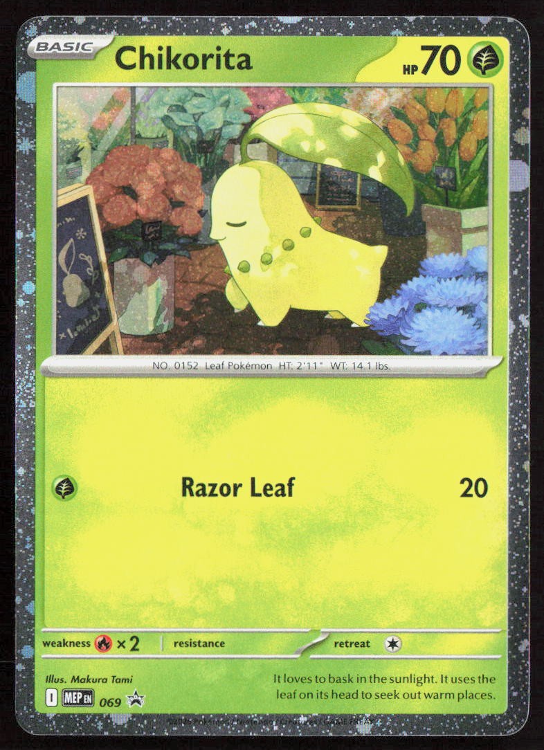 Pokemon Chikorita (Cosmos Holo) Promo 069 ME: Mega Evolution Promo Holofoil NM
