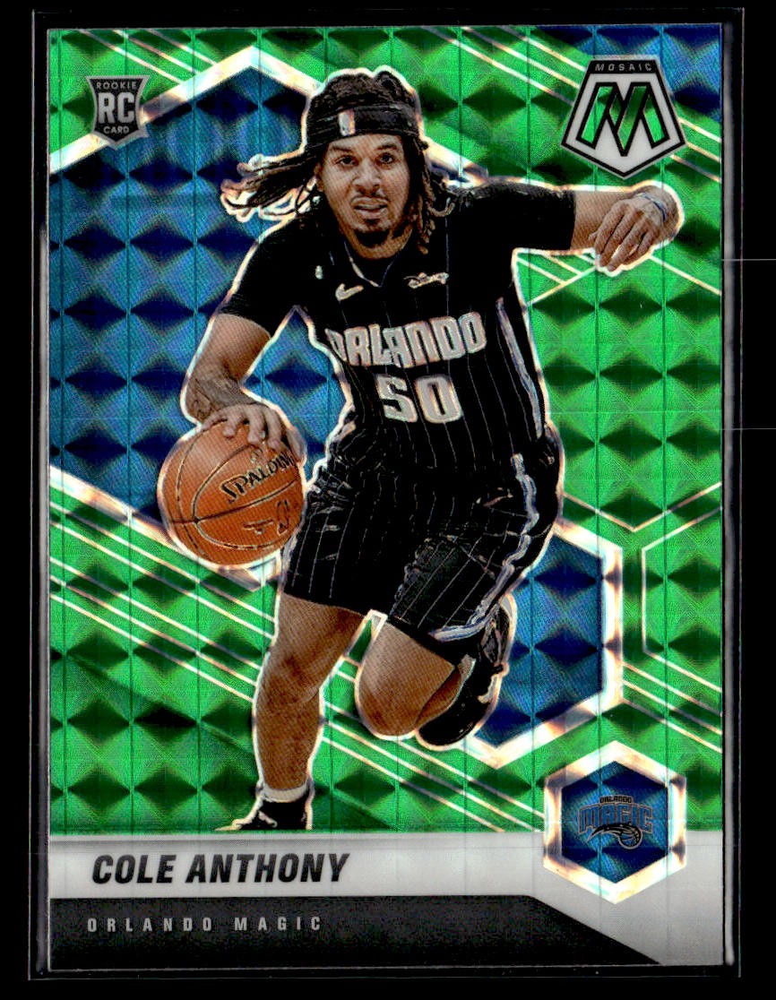 2020-21 Panini Mosaic #207 Cole Anthony Mosaic Green Rookie Card Orlando Magic
