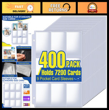 7200 Pockets Card Sleeves Binder, 9 Pocket Sheets for Trading Cards Business C