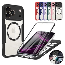 For iPhone 17 Pro Max 17 Air 360° Full Body Mag Safe Case with Screen Protector