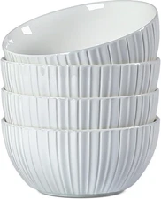 30 OZ White Ceramic Bowls Set of 4 - Perfect for Soup Bowl, Cereal Bowl, Oatmeal
