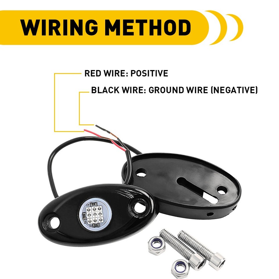 Buy Yellow LED Rock Lights, 4 Pods Neon 12V Waterproof Underglow Underbody Kit Crawler Crawling - View #10