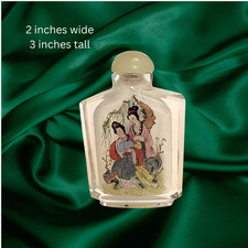 Vintage Reverse Painted Miniature Chinese Snuff Perfume Bottle 3” Excellent