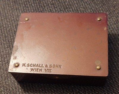 Antike Stamp Box H. Schall & Sohn Wien XIII Briefmarken-Dose um 1910