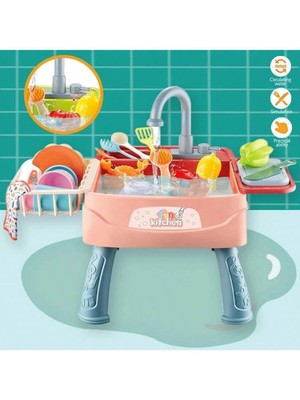 Kids Kitchen Sink Toy Dishwasher Tableware Food Accessories Play Set
