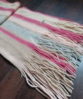Vintage Lacoste 100% Wool Fringe Scarf, Pink Grey Tan Stripes, Crocodile Logo — photo 4