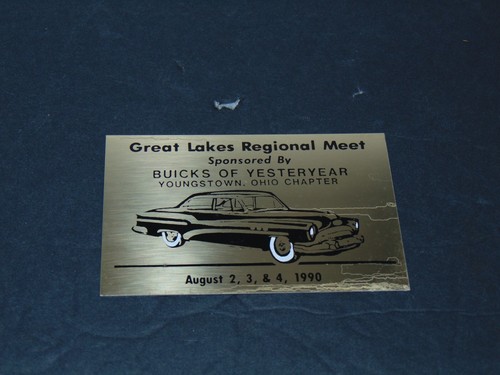 1990 Great Lakes Regional Meet Buicks of Yesteryear Dash Plaque Youngstown Ohio - Picture 2 of 3