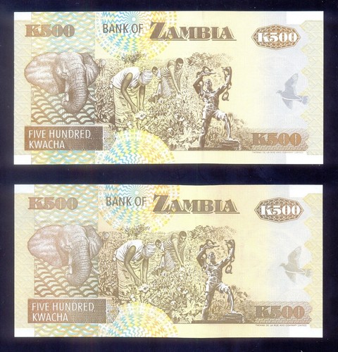 Zambia 500 Kwacha 1992, 2001 P39a,c UNC - Picture 2 of 2