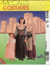 McCall's 8449 Medieval Gown, Overdress, Overbodice, Snood Sz 5-6 UC Pattern