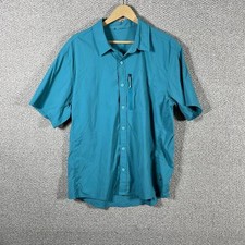 REI Co-op Shirt Mens Large Green Nylon Short Sleeves Button Up Pockets Outdoors