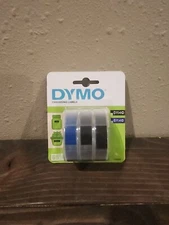 DYMO x3 EMBOSSING LABELS 3/8"x9.8' TAPES BLACK / BLUE  for EMBOSSER Label Maker