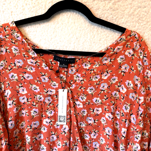 Sanctuary Top Blouse Small Garden Party Wrap Floral Flutter Sleeve Orange NEW - Picture 6 of 12