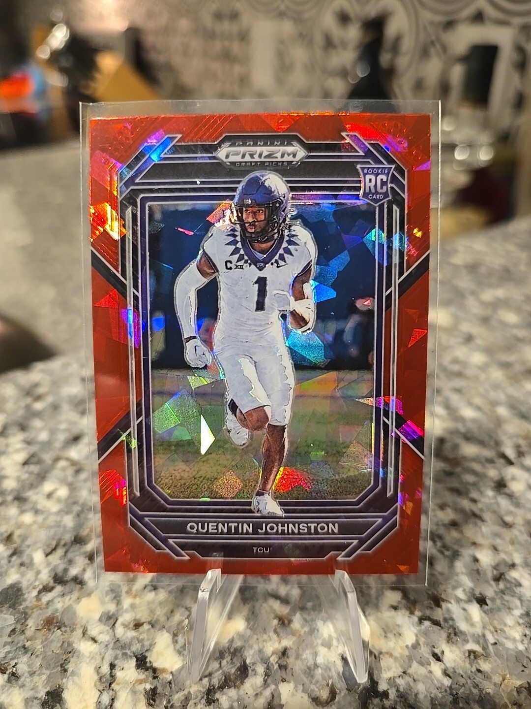 QUENTIN JOHNSTON 2023 Panini Prizm Draft Picks Red Ice RC #138 TCU Chargers