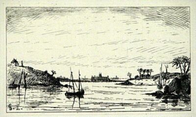 1874 F OUDART & G LAMOUR French Impressionist Etching double image Original RARE