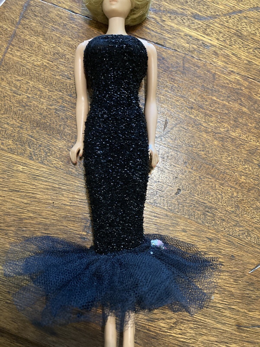 barbie black dress microphone Vintage Barbie Ornament Solo in the Spotlight Hallmark Blonde Black Dress  Microphone 1995