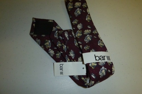 Bar III mens TWAIN FLORAL rayon knit slim formal casual silk neck tie -maroon - Picture 2 of 6