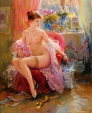 Naked beauty on the sofa Oil painting Art Giclee Printed on canvas P1006