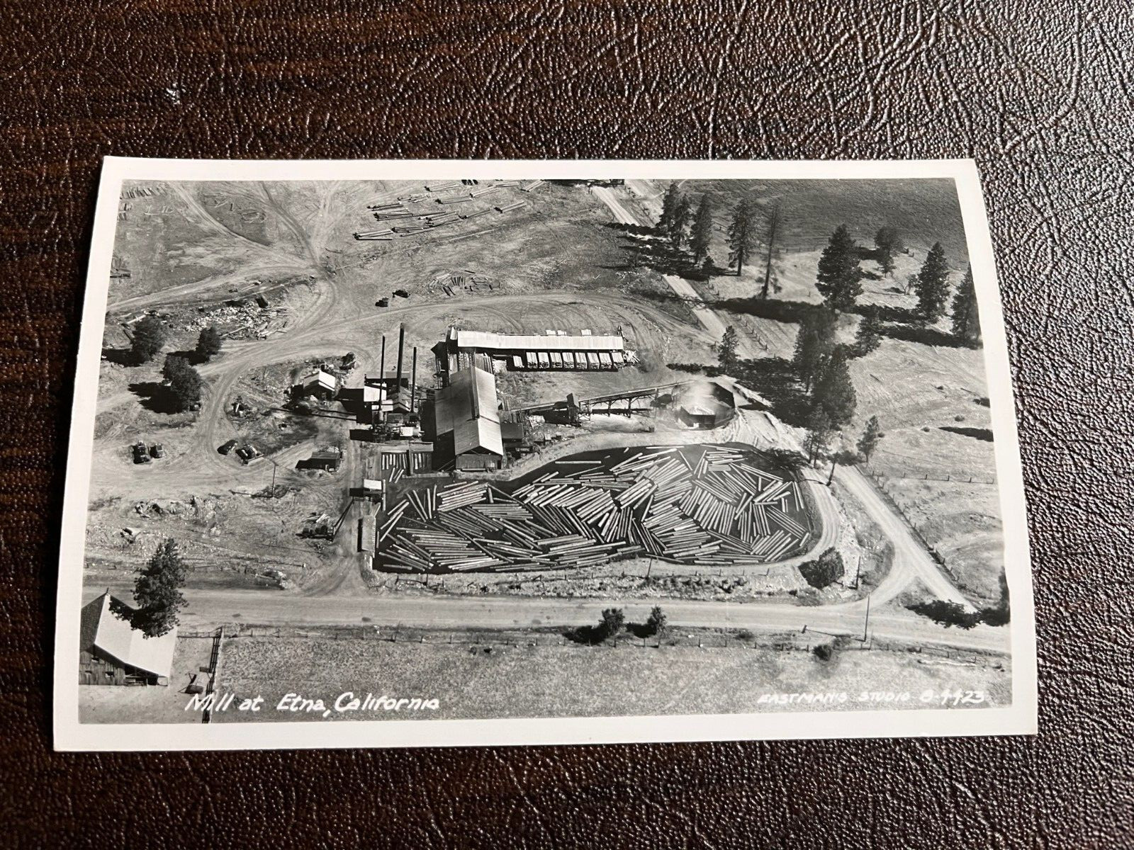 RPPC Etna California Aerial View of Lumber Mill - Logging 1940s Siskiyou County