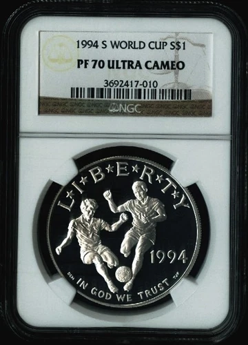 1994 S World Cup Soccer Commemorative Silver Coin $1 NGC PF 70 PF70 ULTRA CAMEO 