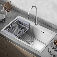 304 Stainless Steel Waterfall Kitchen Sink Large Single Slot Integrated Digital