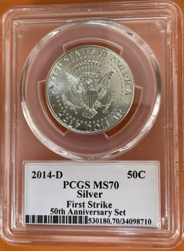 2014-D~SILVER PCGS MS70~Kennedy FIRST STRIKE 50th Anniversary Set-Philadelphia - Picture 2 of 3
