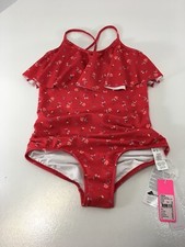 Seafolly Girls Itsy Bitsy Ditsy Ruffle One Piece Swim Suit Red US:10/UK:14 NWT