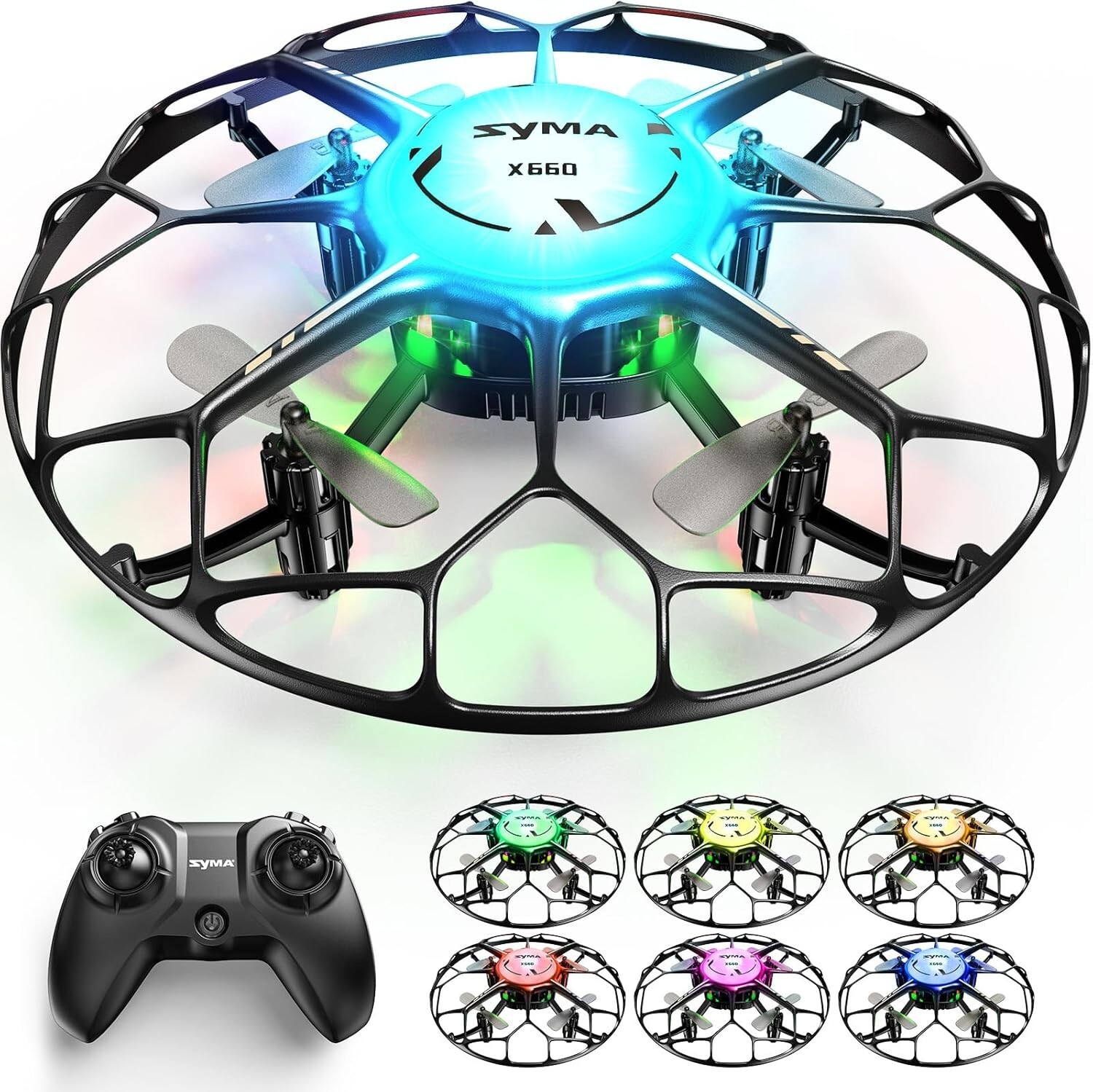 X660 Mini Drone for Kids with 7-Color LED Lights, 3D Flips & Rotary Ascent-image