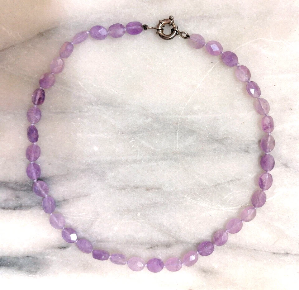 BELLISSIMO GIROCOLLO DI AMETISTA SFACCETTATA, CHIUSURA ARGENTO 925. - Immagine 2 di 4