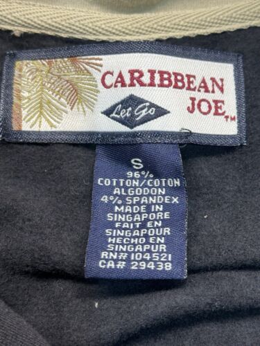 Caribbean Joe 1/4 Zip Sweatshirt Mens Small Black Pullover Treasure Island - Picture 2 of 7