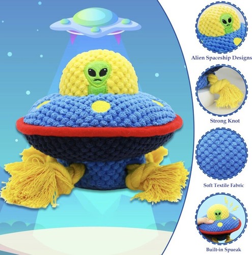 Zog the Extraterrestrial squeaky plush interactive dog toy. Cute and durable Lux - Picture 4 of 4