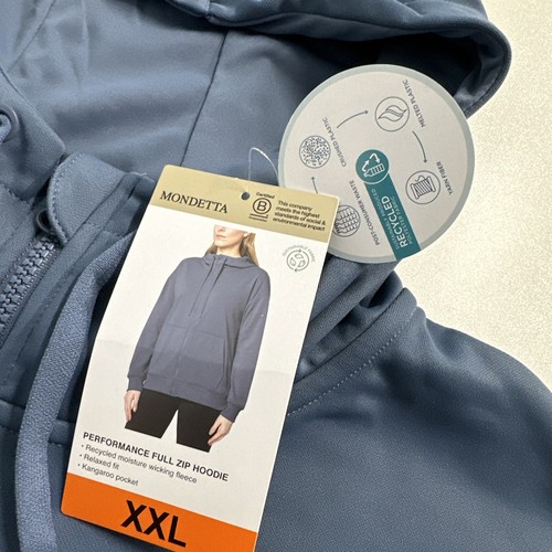 Mondetta Womens Performance Full Zip Hoodie Medium China Blue NEW XXL 2XL - Picture 6 of 14