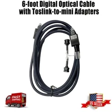 6 FOOT DIGITAL OPTICAL CABLE WITH TOSLINK TO MINI ADAPTERS US SELLER FAST SHIP