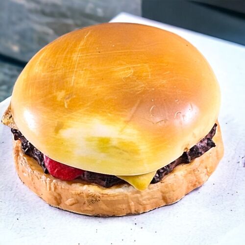 VTG Fridge Magnet Realistic Faux Lunch Food Rubber Cheese Hamburger and Tomato - Picture 5 of 6