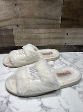 Juicy Couture Cream Slide Slipper Sandals Faux Fur Women's Size XL 11