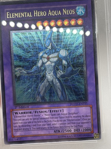Elemental Hero Aqua Neos PSA 9 Ultimate Rare 1st Ed Gold Stamp POTD-EN031 Yugioh - Picture 11 of 19