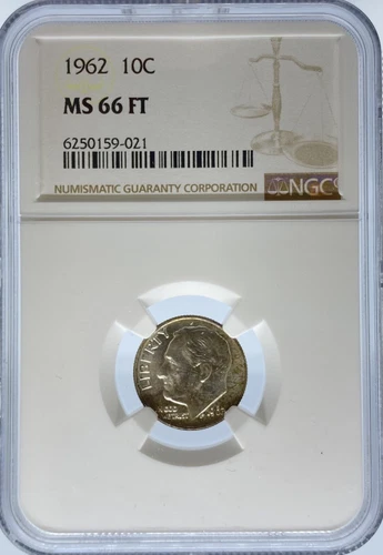1962 Roosevelt Dime MS66FT NGC