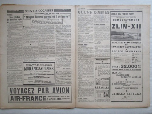 AILES 1937 828 JU-86 ROSSI AUTOGIRE MUNARET SPARTAN SWISSAIR MIGNET POU ZLIN - Picture 5 of 6